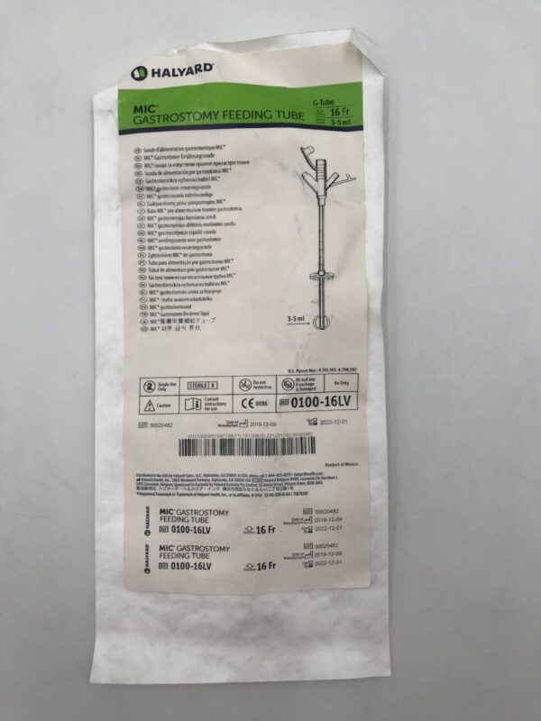Halyard 0100-16LV MIC* Gastrostomy Feeding Tube G-Tube 16Fr 3-5ml (X)