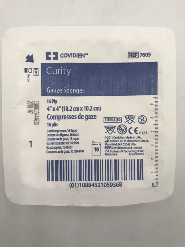 Covidien 7605 Curity Gauze Sponges 16 Ply 4" x 4" (10.2cm x 10.2cm) (X)
