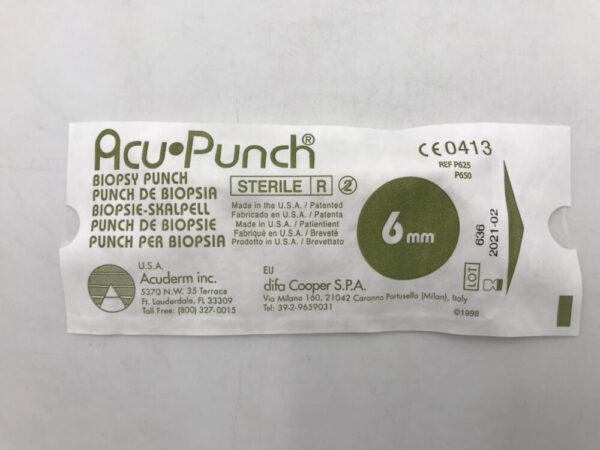 Acuderm P625 Acu Punch Biopsy Punch 6mm (5/Lot) (X)