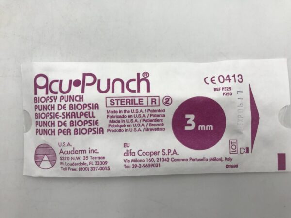 Acuderm P325 Acu Punch Biopsy Punch 3mm (9/Lot) (X) 