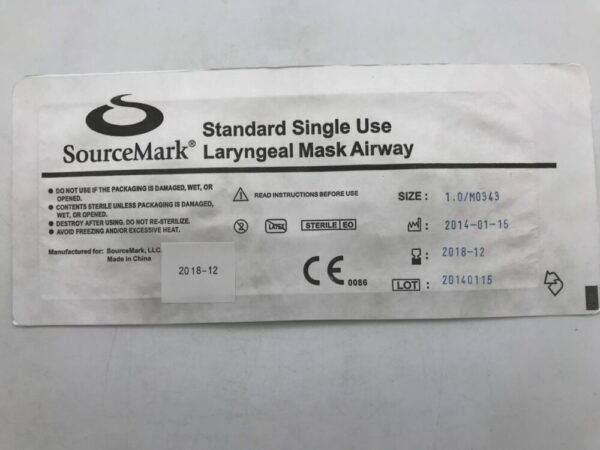 SourceMark M0343 Standard Single Use Laryngeal Mask Airway 1.0 (X)