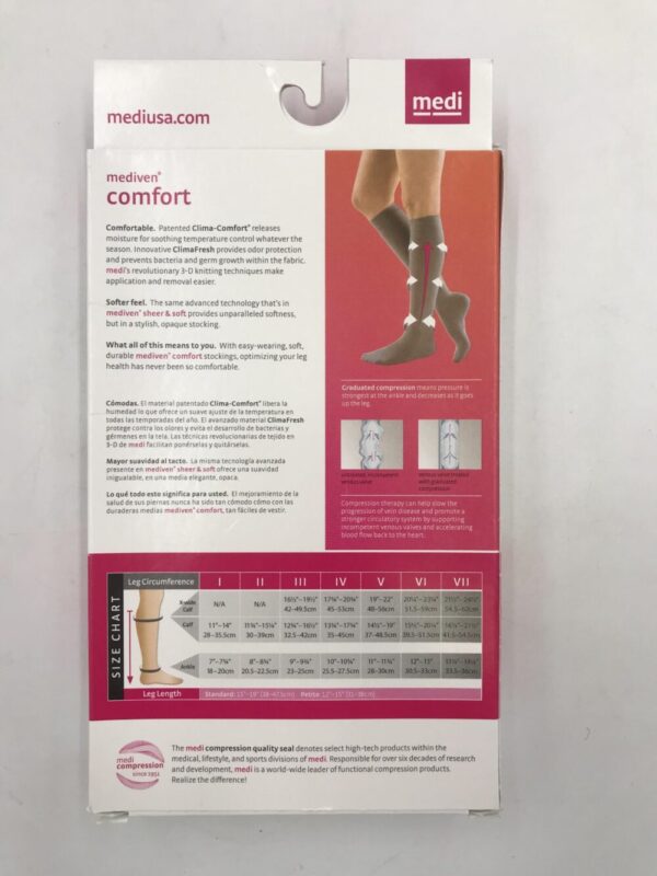 Mediven 46207 Compression Stockings Comfort Calf Petite Closed Toe Natural Size VII 20-30