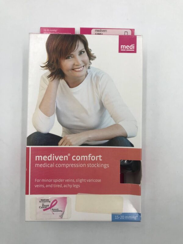 Mediven 44954 Compression Stockings Comfort Thigh w/Topband Closed Toe Ebony 15-20 Size IV