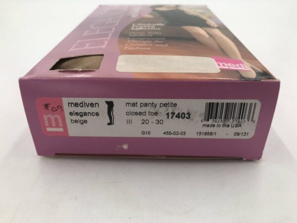 Mediven 17403 Compression Stockings Elegance Mat Panty Petite Closed Toe Beige 20-30 Size III
