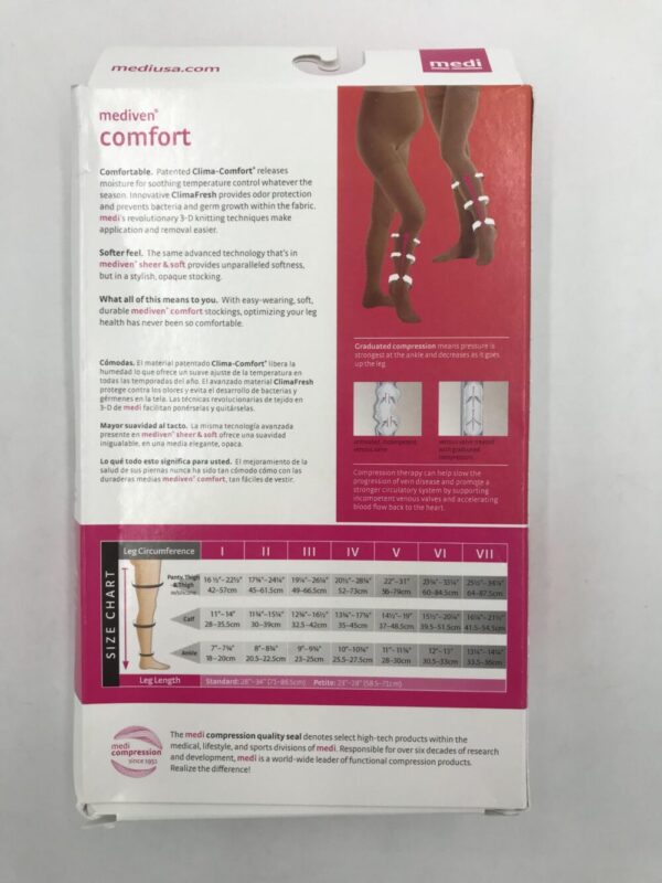 Mediven 48804 Compression Stockings Comfort Thigh Lace Band Pet Closed Toe Natural 30-40 Size IV