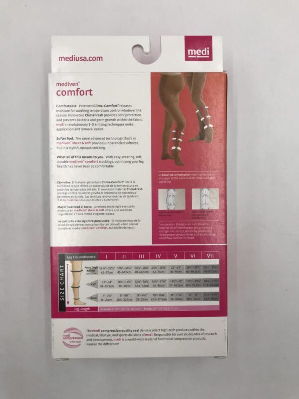 Mediven 46803 Compression Stockings Comfort Thigh Lace Band Pet Closed Toe Natural 20-30 Size III