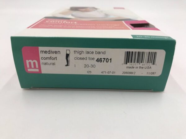 Mediven 46701 Compression Stockings Comfort Thigh Lace Band Closed Toe Natural 20-30 Size I