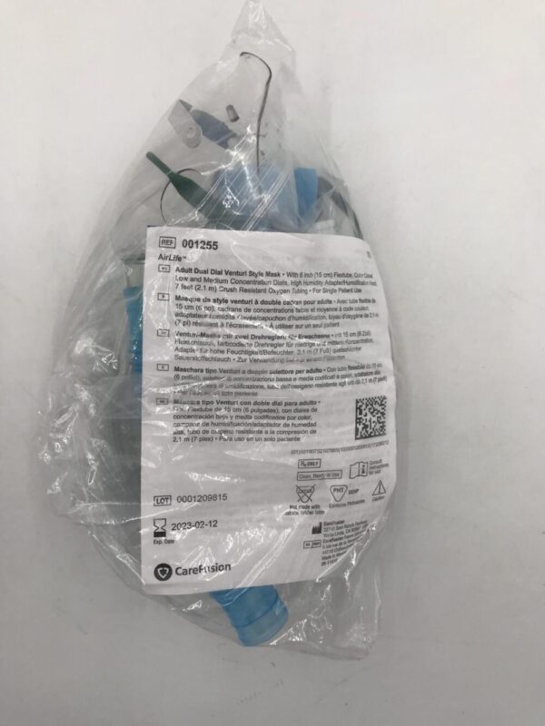 CareFusion 001255 AirLife Adult Dual Dial Venturi Style Mask with 6in (15cm) Flextube (X)