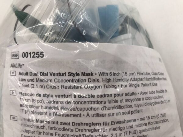 CareFusion 001255 AirLife Adult Dual Dial Venturi Style Mask with 6in (15cm) Flextube (X)