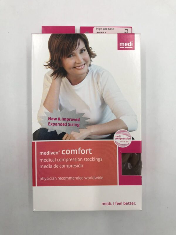 Mediven 46704 Compression Stockings Comfort Thigh Lace Band Closed Toe Natural 20-30 Size IV
