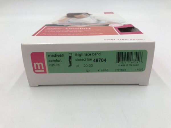 Mediven 46704 Compression Stockings Comfort Thigh Lace Band Closed Toe Natural 20-30 Size IV