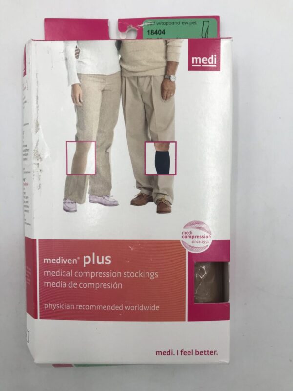 Mediven 18404 Compression Stockings Plus Calf w/Topband EW Pet Open Toe Beige 20-30 Size IV