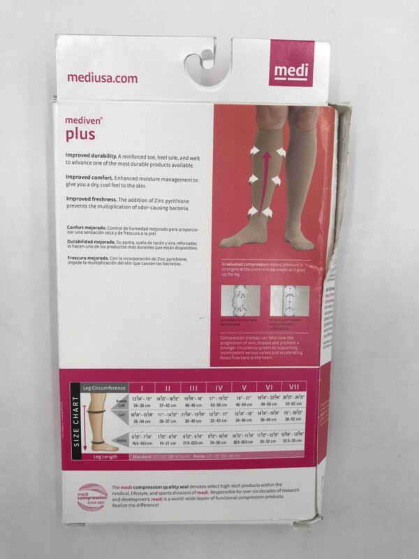 Mediven 18404 Compression Stockings Plus Calf w/Topband EW Pet Open Toe Beige 20-30 Size IV