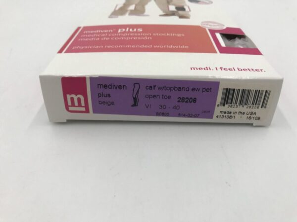 Mediven 28206 Compression Stockings Plus Calf w/Topband EW Pet Open Toe Beige 30-40 Size VI