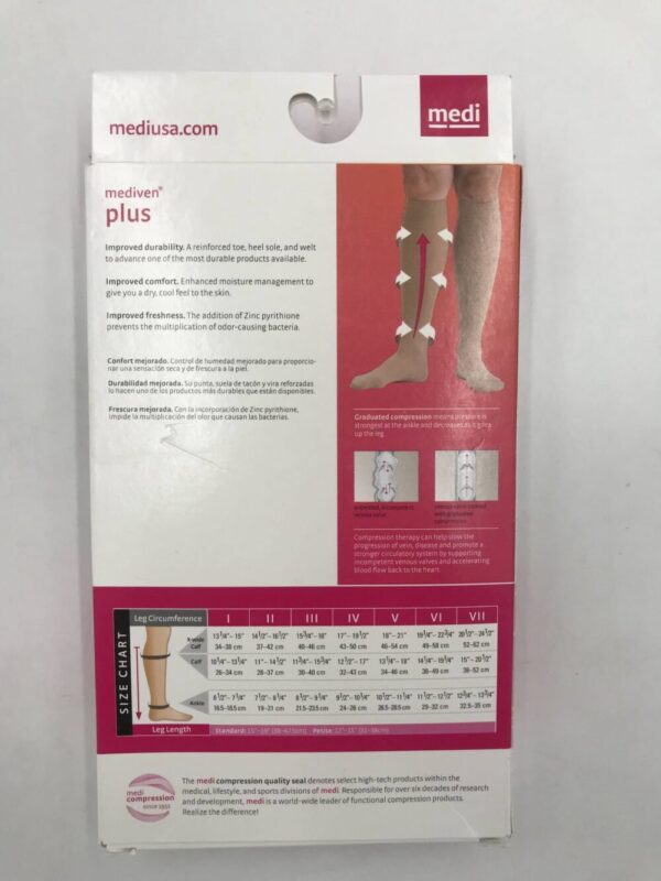 Mediven 28206 Compression Stockings Plus Calf w/Topband EW Pet Open Toe Beige 30-40 Size VI