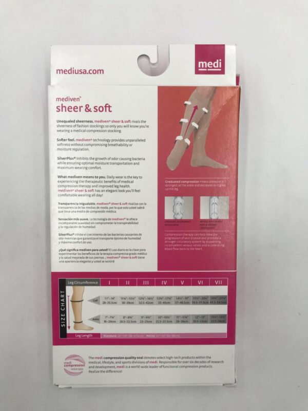 Mediven 42405 Compression Stockings Sheer & Soft Calf Closed Toe Natural 15-20 Size V