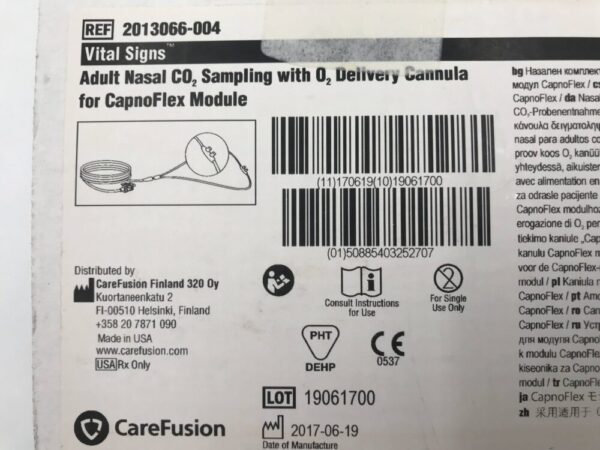 CareFusion 2013066-004 Vital Signs Adult Nasal CO2 Sampling with Oxigen Delivery Cannula for CapnoFlex Module (10/Box)