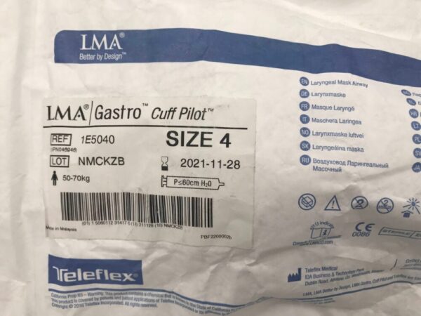 TELEFLEX 1E5040 LMA Gastro Cuff Pilot Laryngeal Mask Airway Size4 (X)