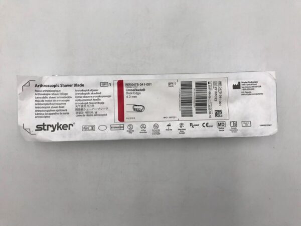 STRYKER 0475-341-001 CrossBlade Dual Edge Arthroscopic Shaver Blade 4mm