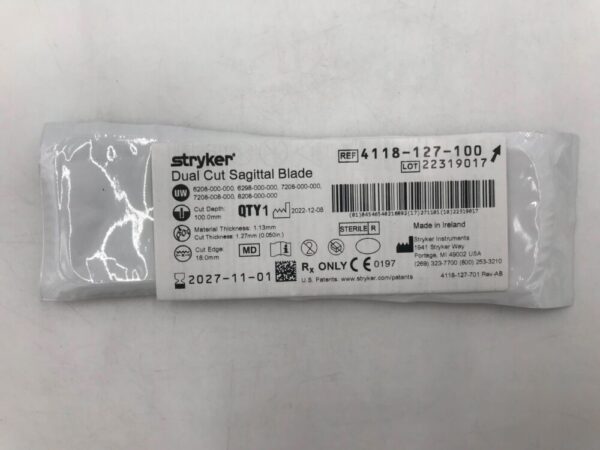 STRYKER 4118-127-100 Dual Cut Sagittal Blade 100mm