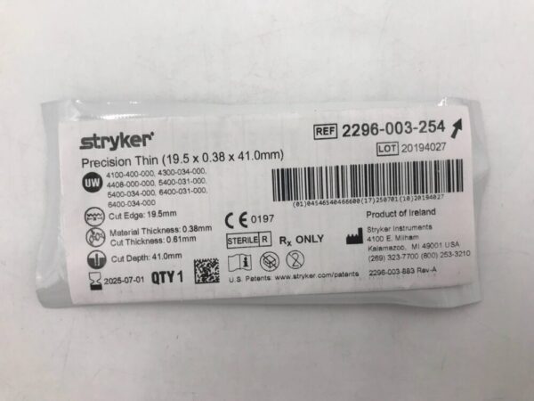 STRYKER 2296-003-254 Precision Thin Blade 19.5 x 0.38 x 41.0mm