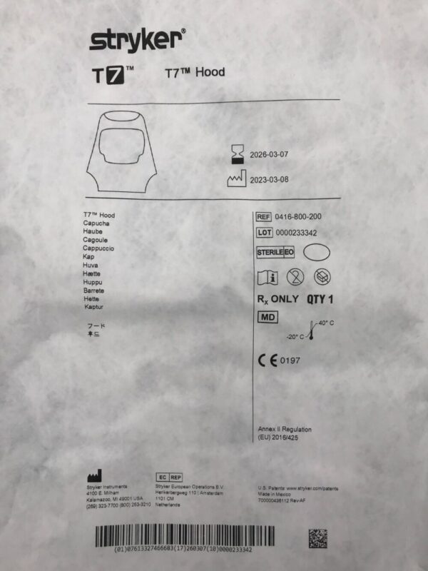 STRYKER 0416-800-200 T7 Hood