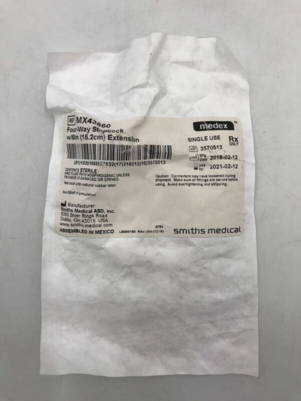 SMITHS MEDICAL MX43860 Four-Way Stopcock w/6in Extension (X)