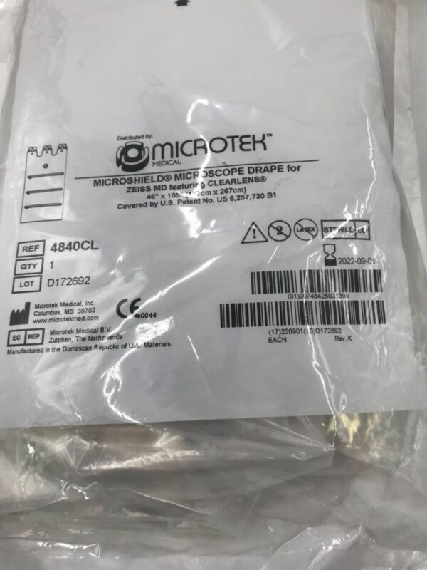 MICROTEK MEDICAL 4840CL Microshield Microscope Drape 46in x 105in(X)