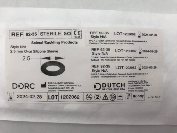 Dorc 92-35 Scleral Buckling Products Oval Silicone Sleeve 2.5mm