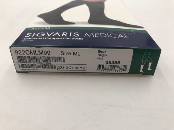 Sigvaris 922CMLM99 Graduated Compression Socks Access Size ML Black 20-30mmHg