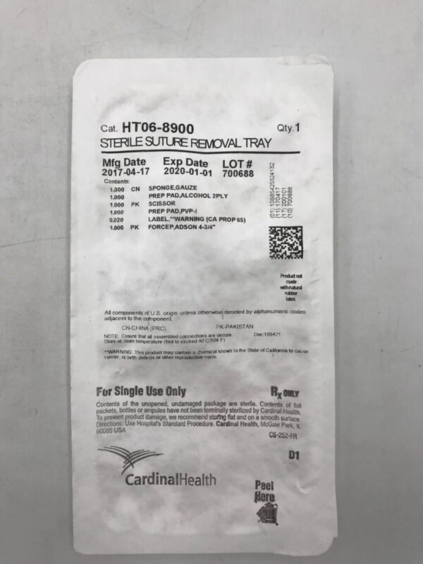 Cardinal Health HT06-8900 Sterile Suture Removal Tray (X)