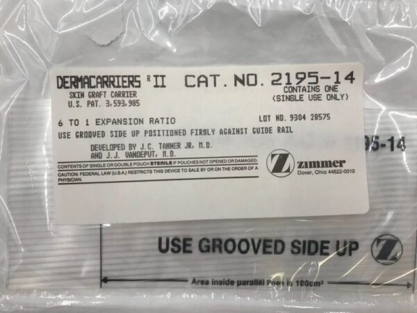 ZIMMER 2195-14 Dermacarriers II, Skin Graft Carrier 6 to 1 Expansion Ratio