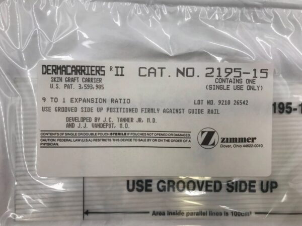 ZIMMER 2195-15 Dermacarriers II, Skin Graft Carrier 9 to 1 Expansion Ratio