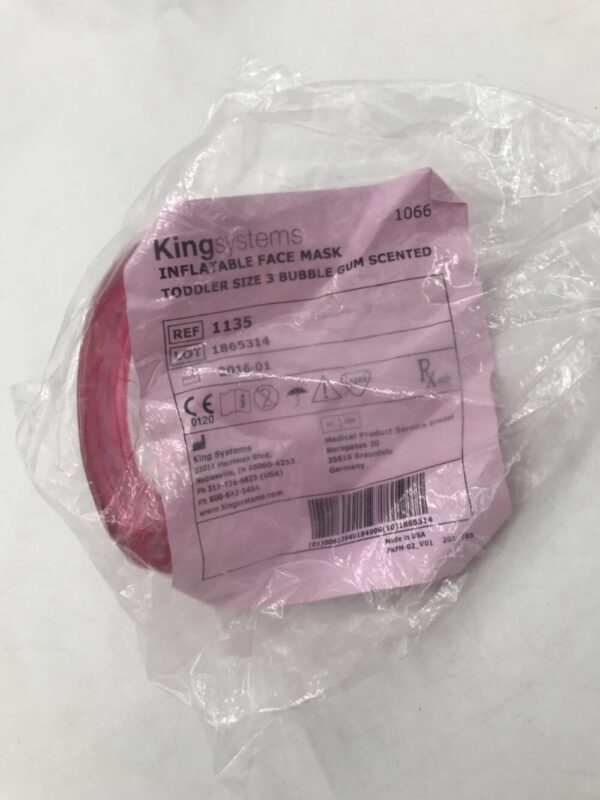 KING SYSTEMS 1135 Inflatable Face Mask Toddler Size 3, Bubble Gum Scented