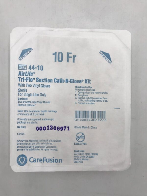 CareFusion 44-10 AirLife Tri-Flo Suction Cath-N- Glove Kit 10Fr