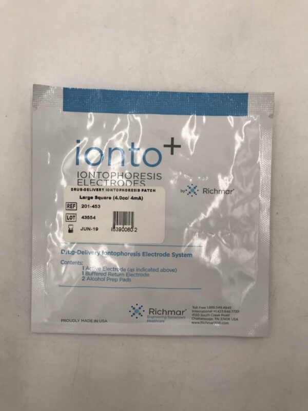 RICHMAR 201-453 Ionto+ Drug Delivery Iontophoresis Electrode System, Lg Square 4cc/4mA (X)