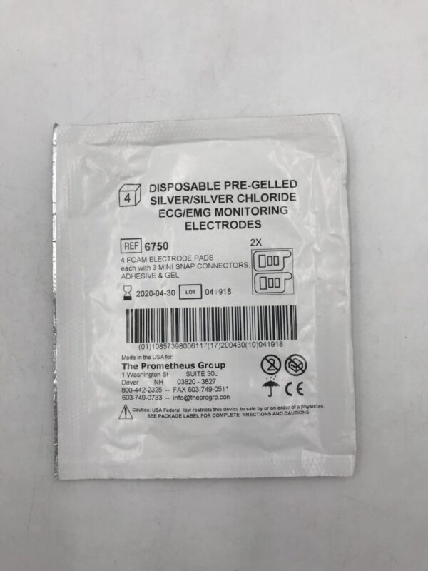 PROMETHEUS GROUP 6750 Disp. Pre-Gelled Silver/Silver Chloride ECG/EMG Monitoring Electrodes (4/Pkg)(X)