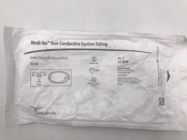 Cardinal Health N610 Medi-Vac Non-Conductive Suction Tubing 6mm (1/4in) I.D. x 3.0m (10ft.) L