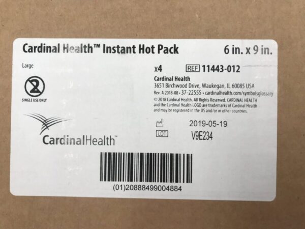 Cardinal Health 11443-012 Instant Hot Pack 6in x 9in (4/Box)