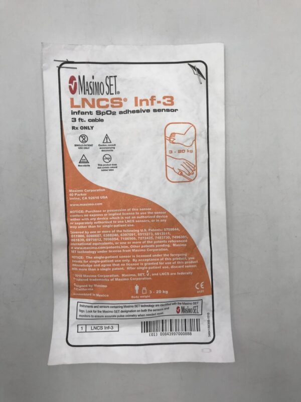 MASIMO LNCS Inf-3 Infant SpO2 Adhesive Sensor w/3Ft Cable 3-20kg(X)