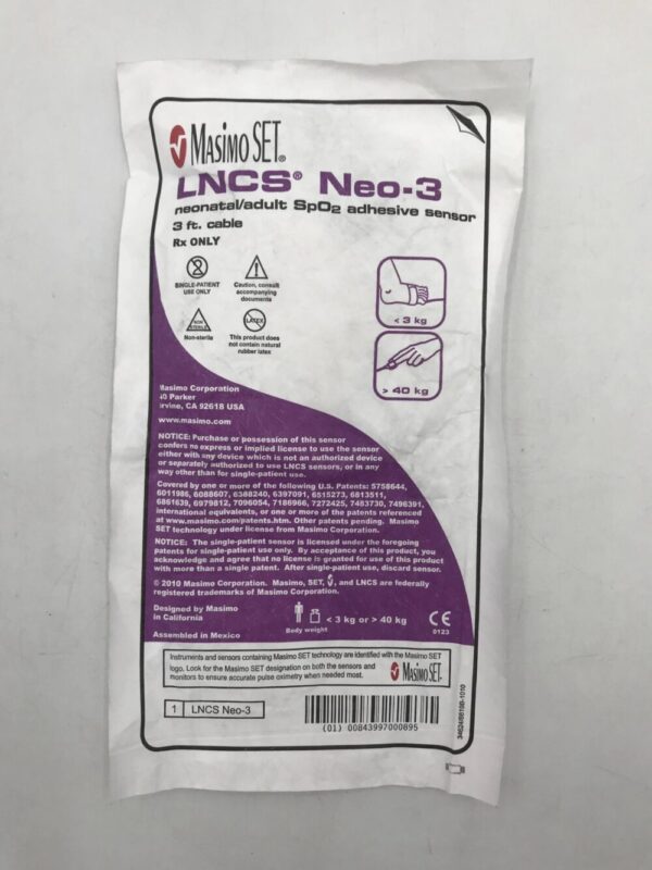 MASIMO LNCS Neo-3 Neonatal/Adult SpO2 Adhesive Sensor w/3ft Cable <3kg/>40kg(X)