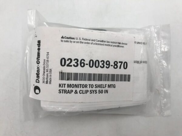 OHMEDA 0236-0039-870 Kit Monitor to Shelf MTG Strap & Clip System 50in