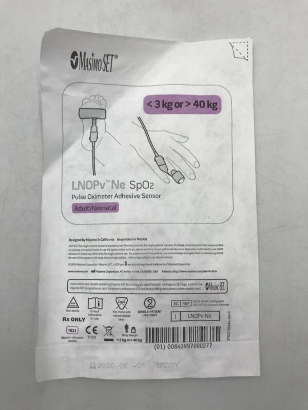 MASIMO 1831 LNOPv Ne SpO2 Pulse Oximeter Adhesive Sensor Adult/Neonatal 3kg or 40kg(X)