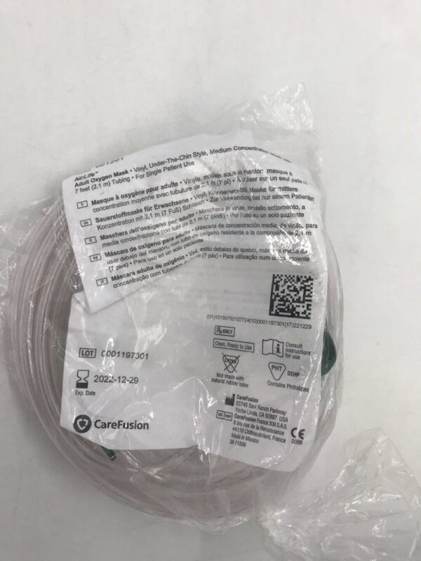 CareFusion 001201 AirLife Adult Oxygen Mask Under The Chin Style 7ft Tubing (X)