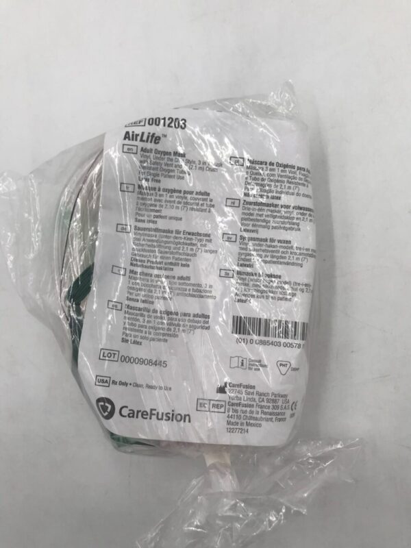 CareFusion 001203 AirLife Adult Oxygen Mask Under The Chin Style 7ft Tubing