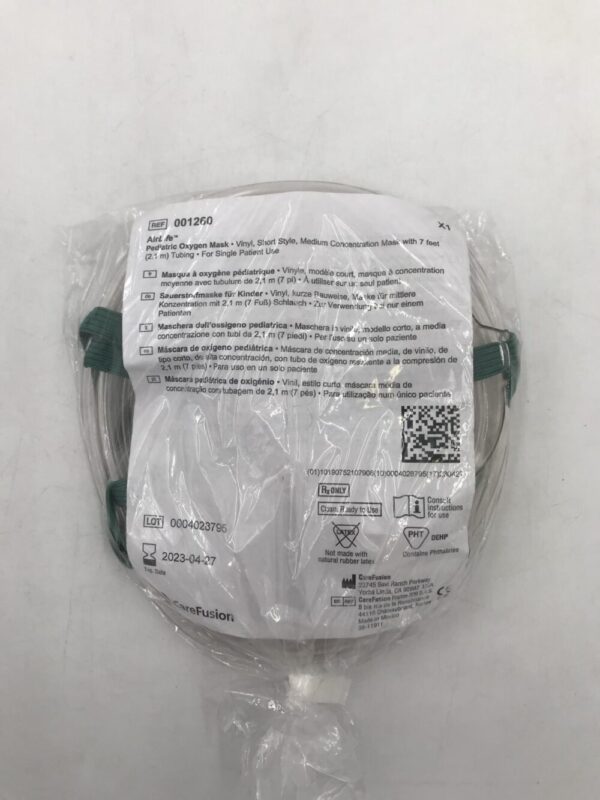 CareFusion 001260 AirLife Pediatric Oxygen Mask Vinyl Short Style Medium Concentration Mask 7 feet Tubing (X)