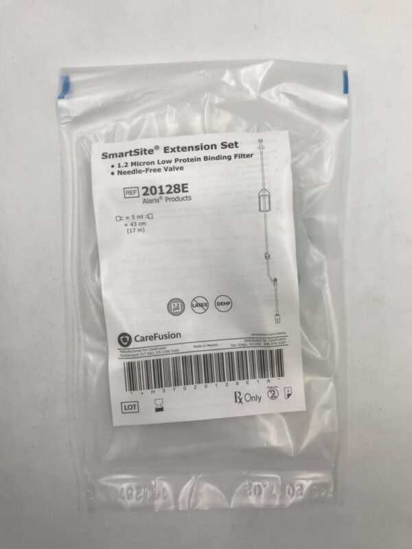 CareFusion 20128E SmartSite Extension Set 1.2 Micron Low Protein Binding Filter Needle-Free Valve ≈ 5ml ≈ 43cm (17in) (X)