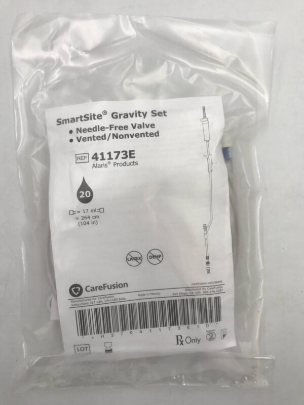 CareFusion 41173E SmartSite Gravity Set Needle-Free Valve Vented/Nonvented  20 Drops ≈17ml ≈264cm (104in) (X)