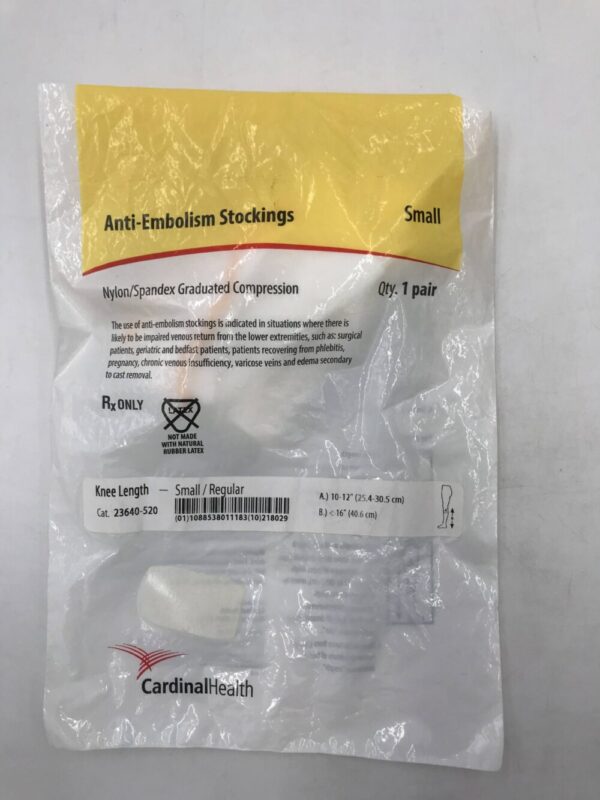 CARDINAL HEALTH 23640-520 Anti-Embolism Stockings Nylon/Spandex Graduated Compression, Sm/Reg Knee Length