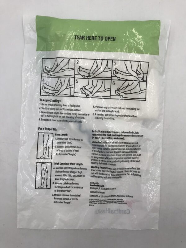 CARDINAL HEALTH 23640-580 Anti-Embolism Stockings Nylon/Spandex Graduated Compression, XL/Reg, Knee Length